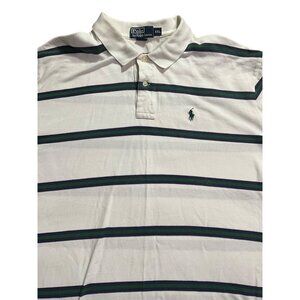 Polo Ralph Lauren Men's XXL White with Small Navy Stripe Polo Shirt Minor Imperf